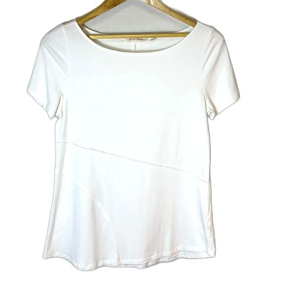 Soft Surroundings White Super Soft SS Asymmetrical Design Tunic Tee Top Size S - Picture 3 of 10